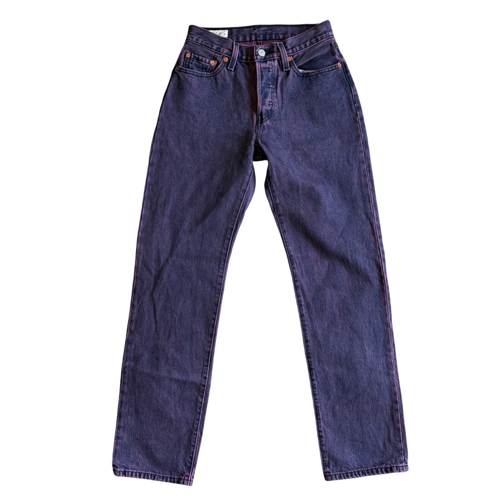Levis Premium 501 25x32 Purple Chroma Acid Wash Straight Leg Jeans Womens